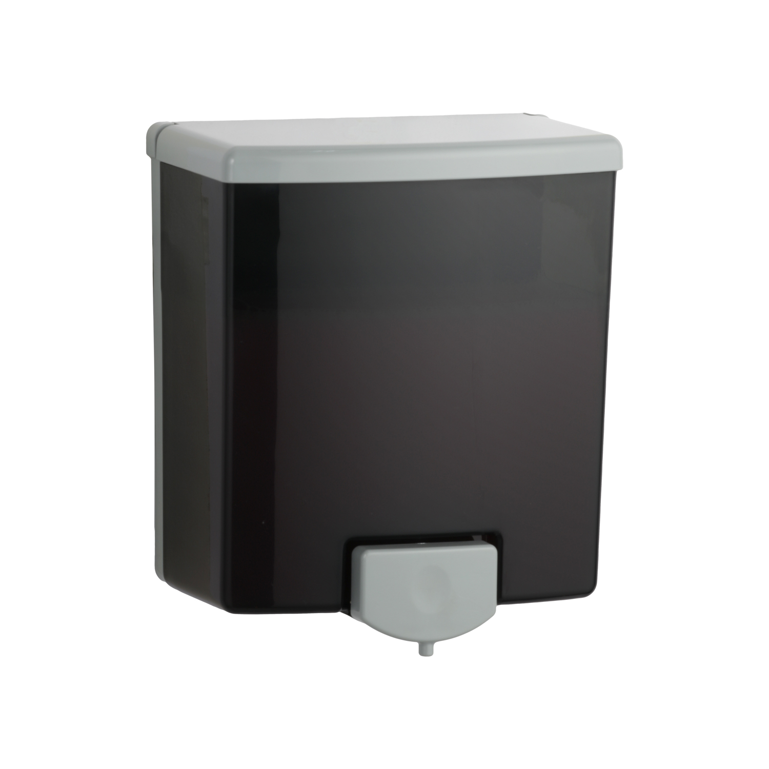 Surface-Mounted Manual Liquid Soap Dispenser, Two-tone Black and Grey Plastic, 40-fl oz.