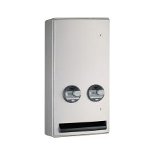 Surface-Mounted Napkin-Tampon Dispenser, 25-Cent Operation, Satin Finish