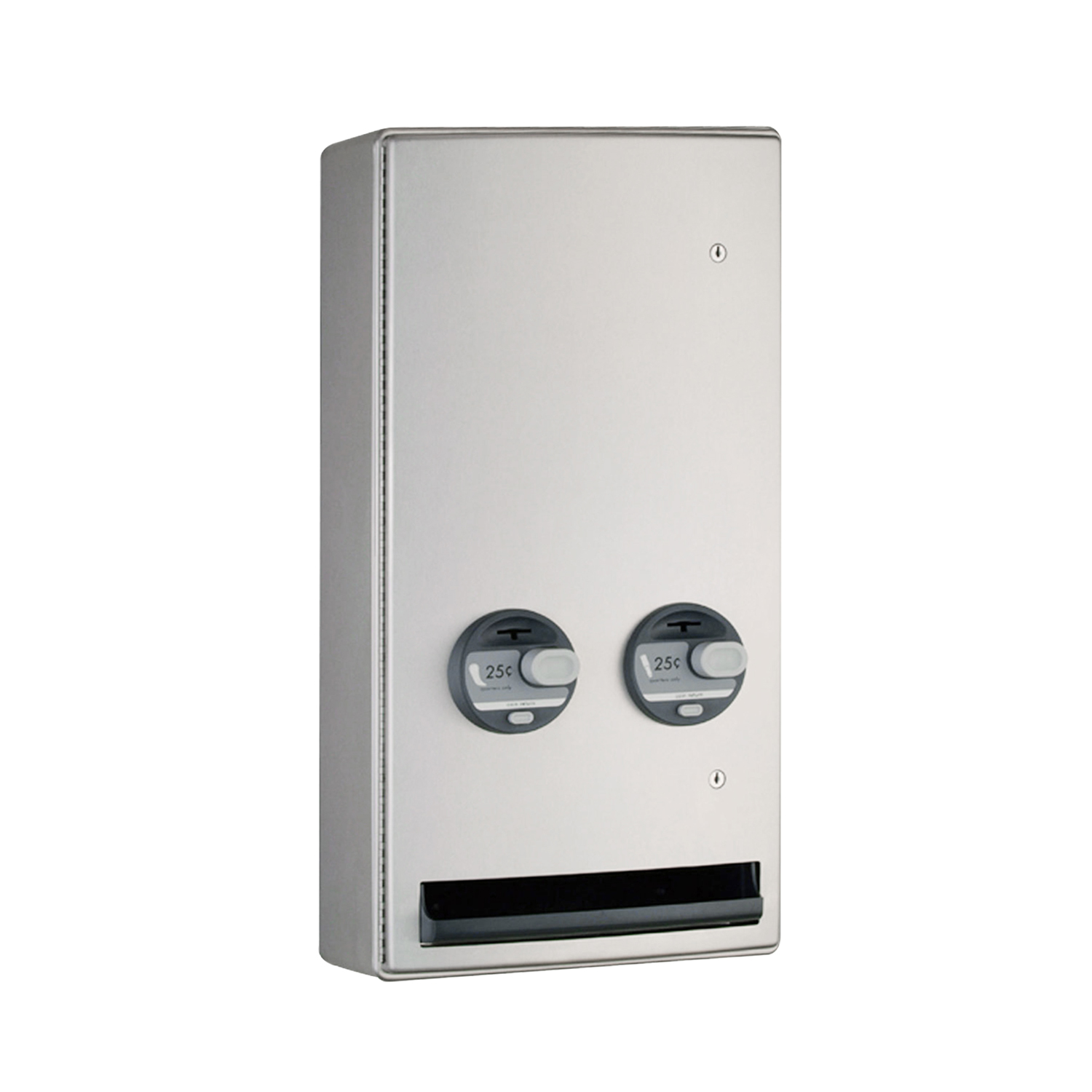 Surface-Mounted Napkin-Tampon Dispenser, 25-Cent Operation, Satin Finish