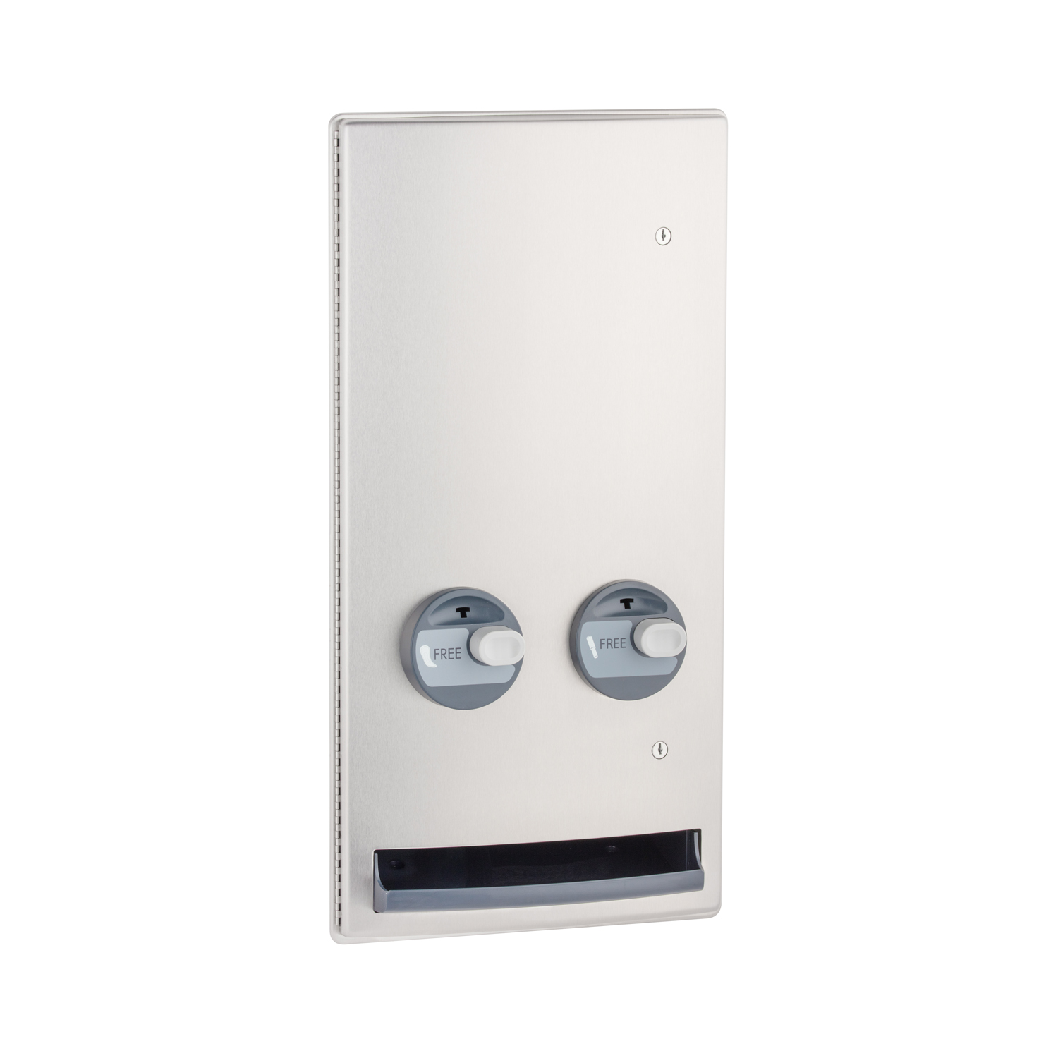 Recessed Napkin-Tampon Dispenser, Free Operation, Satin Finish