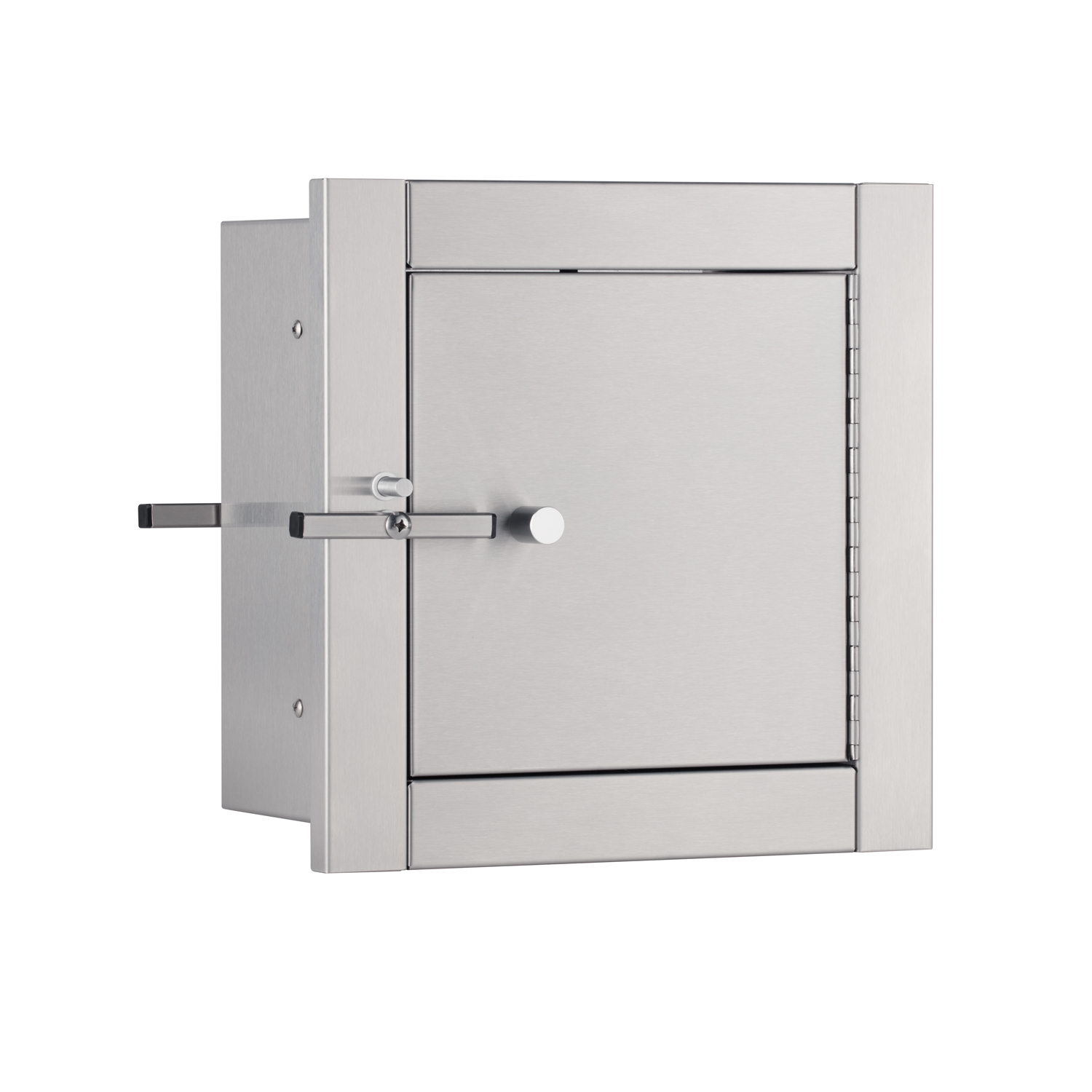 Recessed Heavy Duty Specimen Pass-Through Cabinet, Satin Finish, 3"-6" Thick Walls