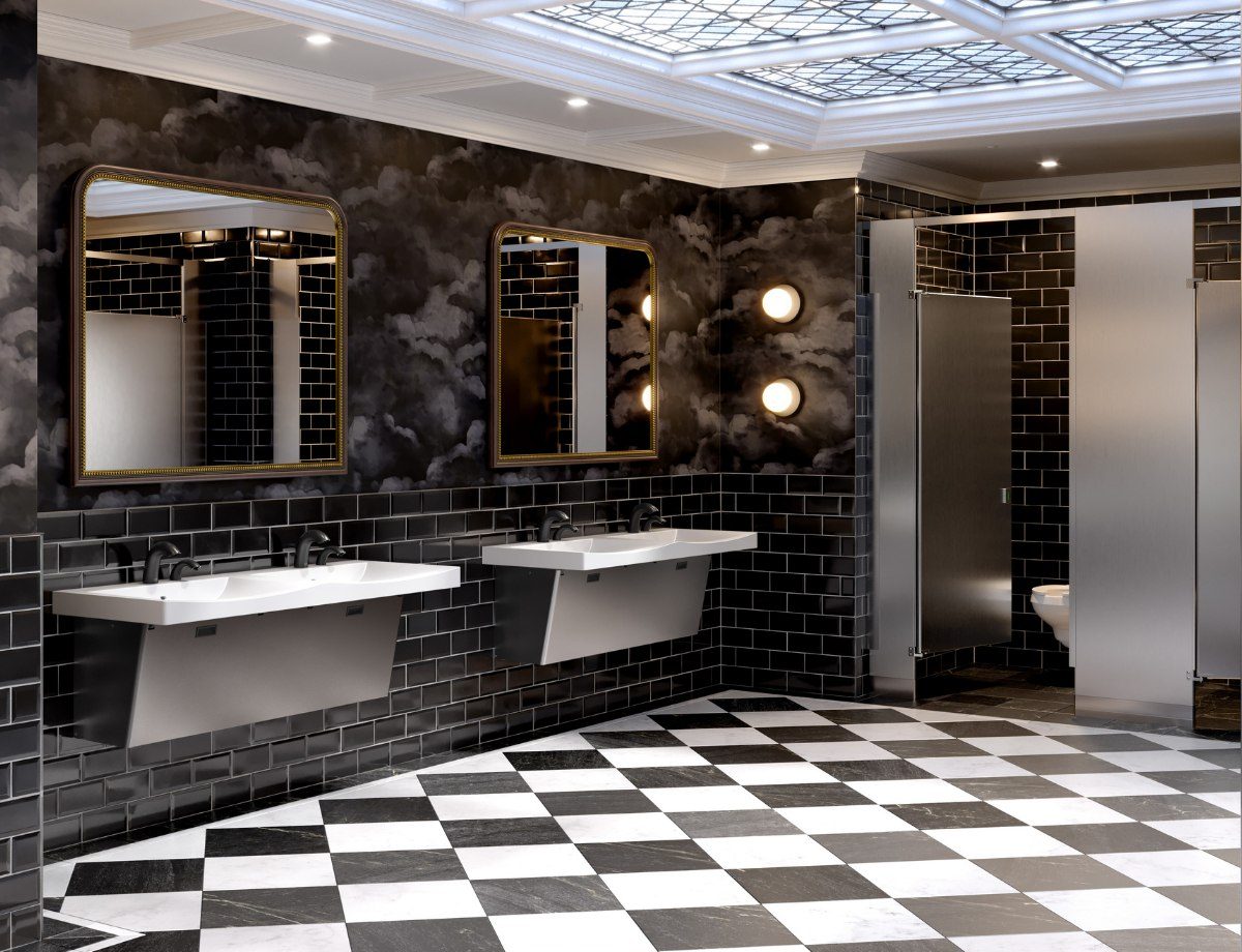 Hadrian Bathroom stalls in stainless steel