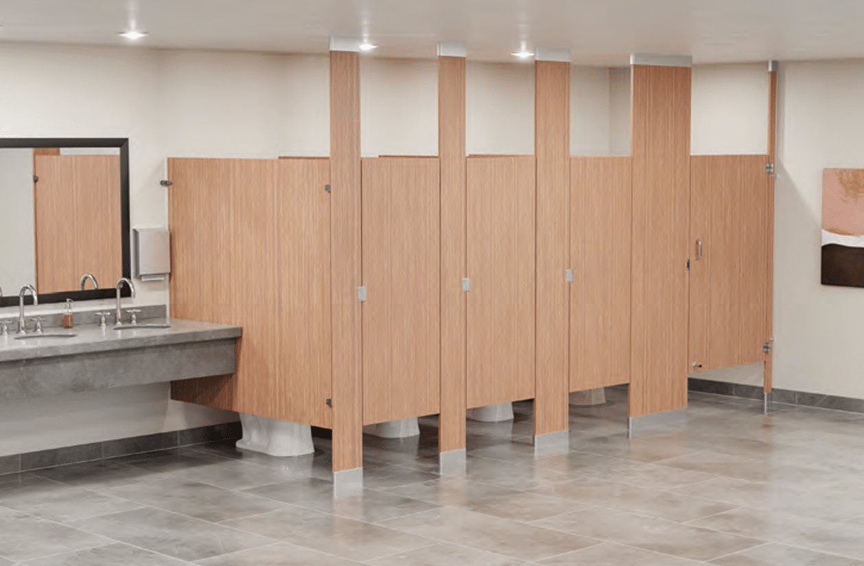 Metpar Floor to Ceiling Bathroom Stalls in Tan